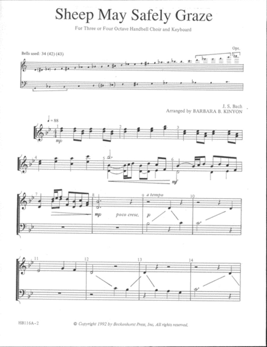 Sheep May Safely Graze - handbell part Handbell Choir scores gallery preview page 2