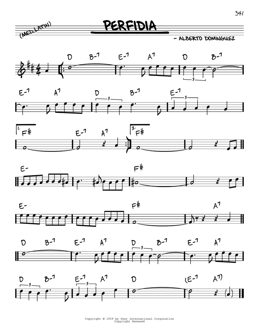 Perfidia Perfidia Piano scores gallery preview page 1