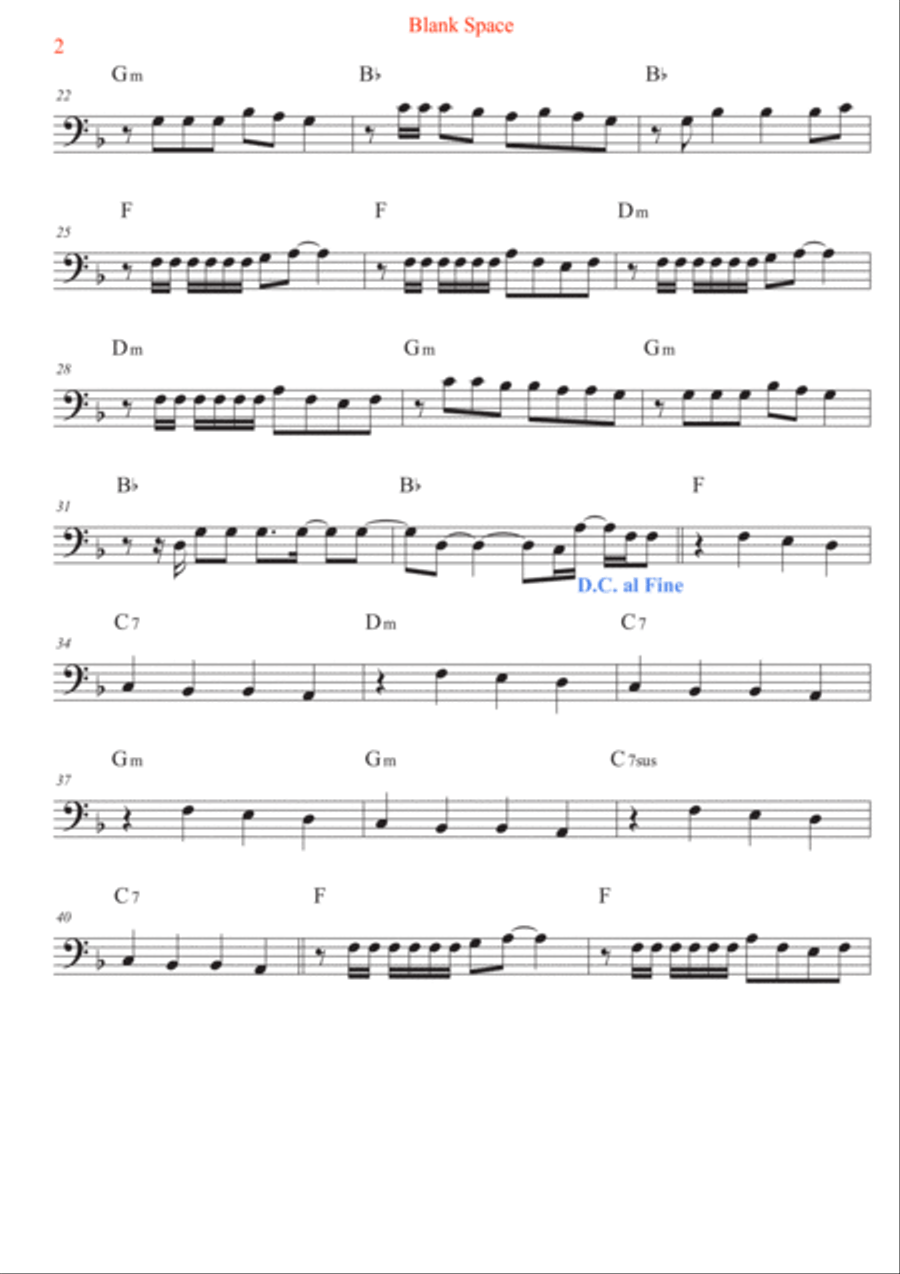 Blank Space Cello Solo scores gallery preview page 2
