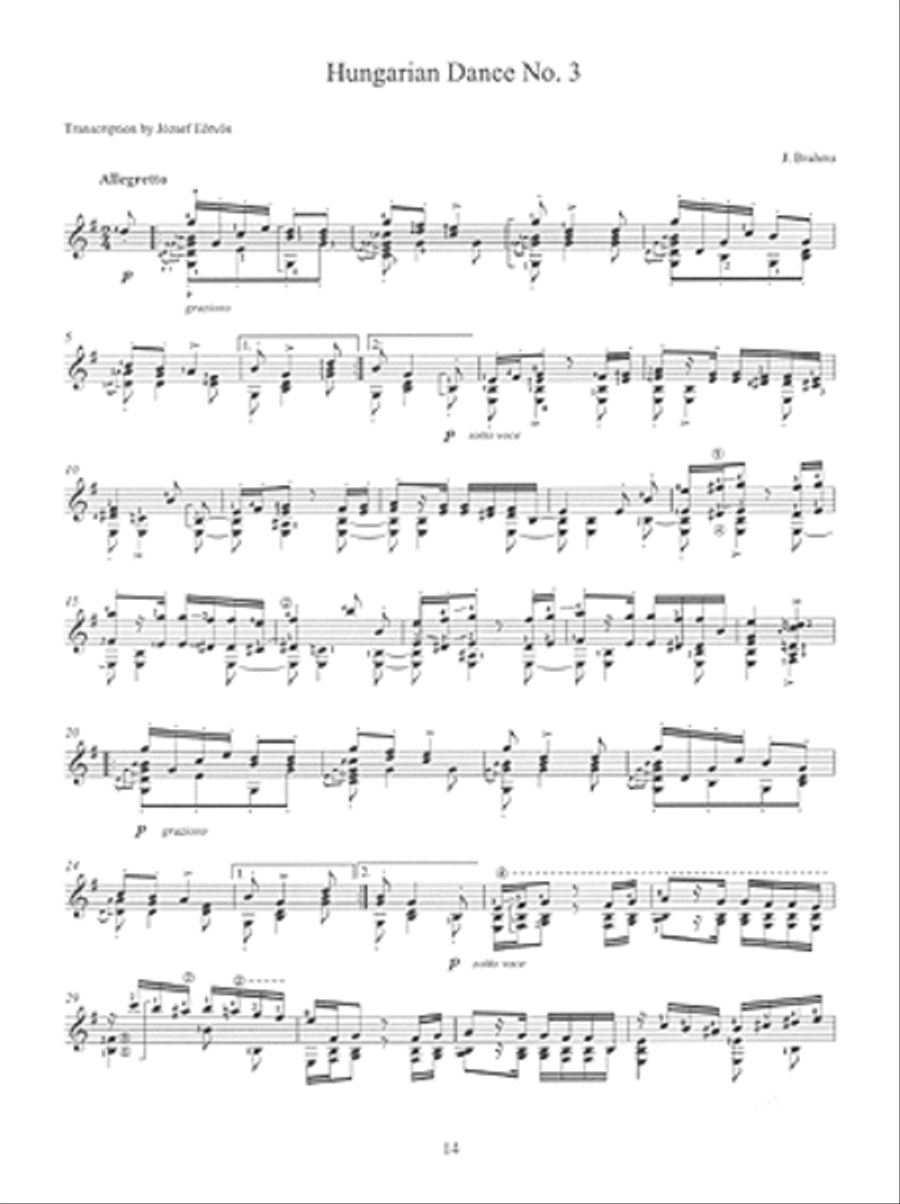 Johannes Brahms Hungarian Dances for Solo Guitar Acoustic Guitar scores gallery preview page 2