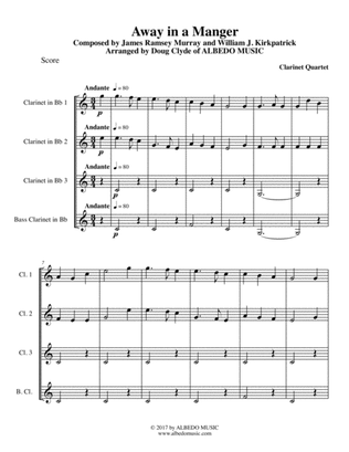 Away in a Manger for Clarinet Quartet