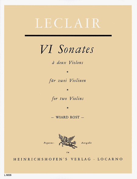 Jean-Marie Leclair: Six Sonatas - for 2 Violins, Opus 3