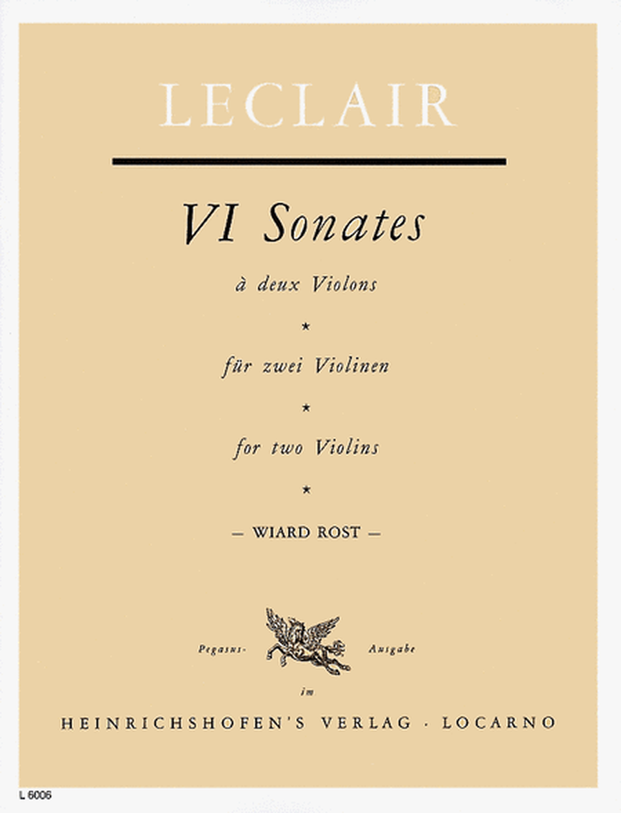 Six Sonatas - for 2 Violins, Opus 3