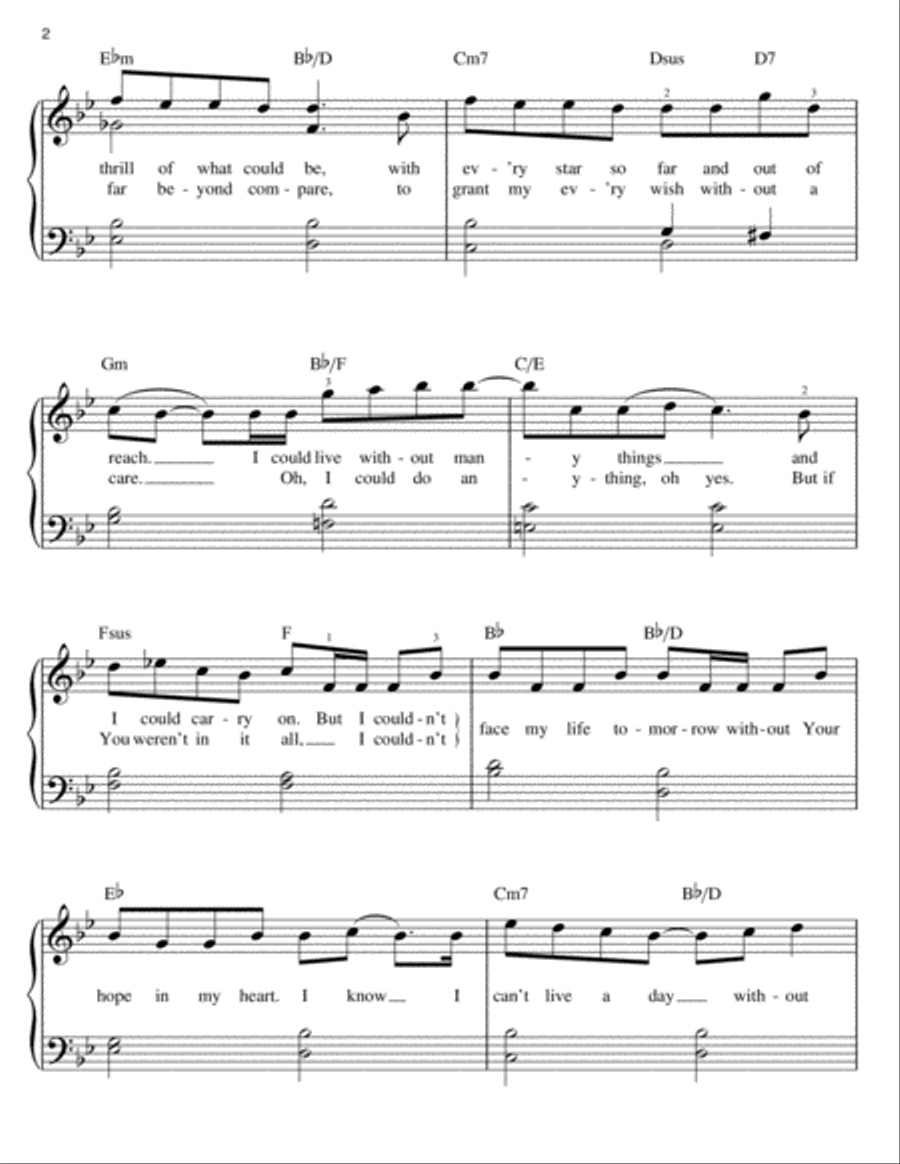 Can't Live A Day Easy Piano scores gallery preview page 2
