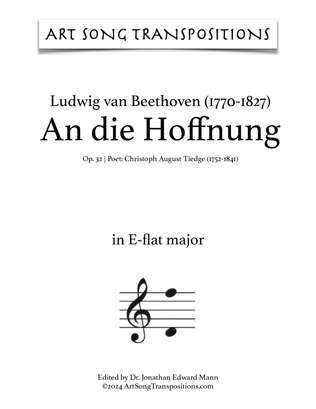 Book cover for BEETHOVEN: An die Hoffnung, Op. 32 (transposed to E-flat major)