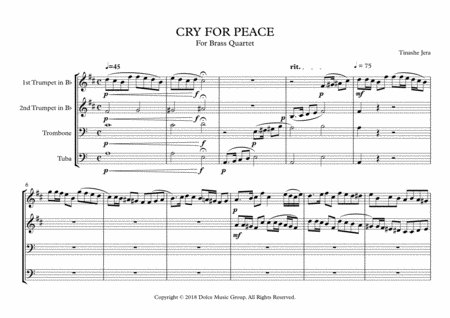 Cry For Peace for Brass Quartet image number null