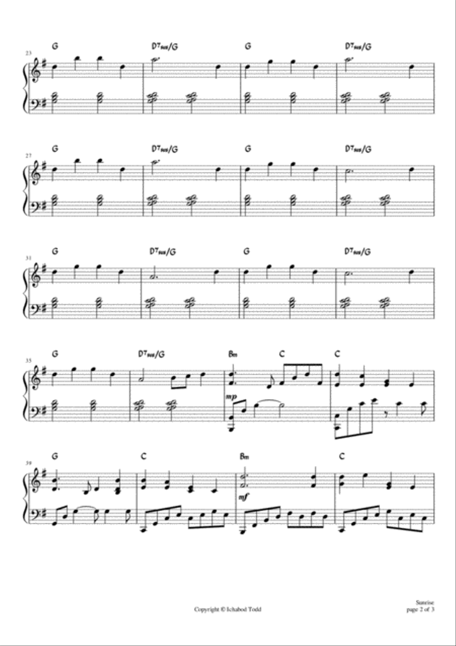 Sunrise Sunrise Piano Solo scores gallery preview page 2