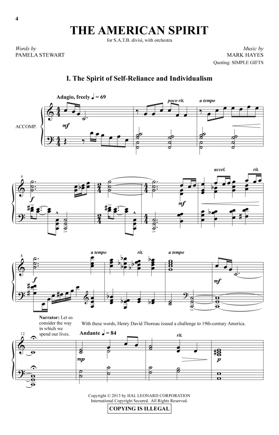 The American Spirit 4-Part scores gallery preview page 1