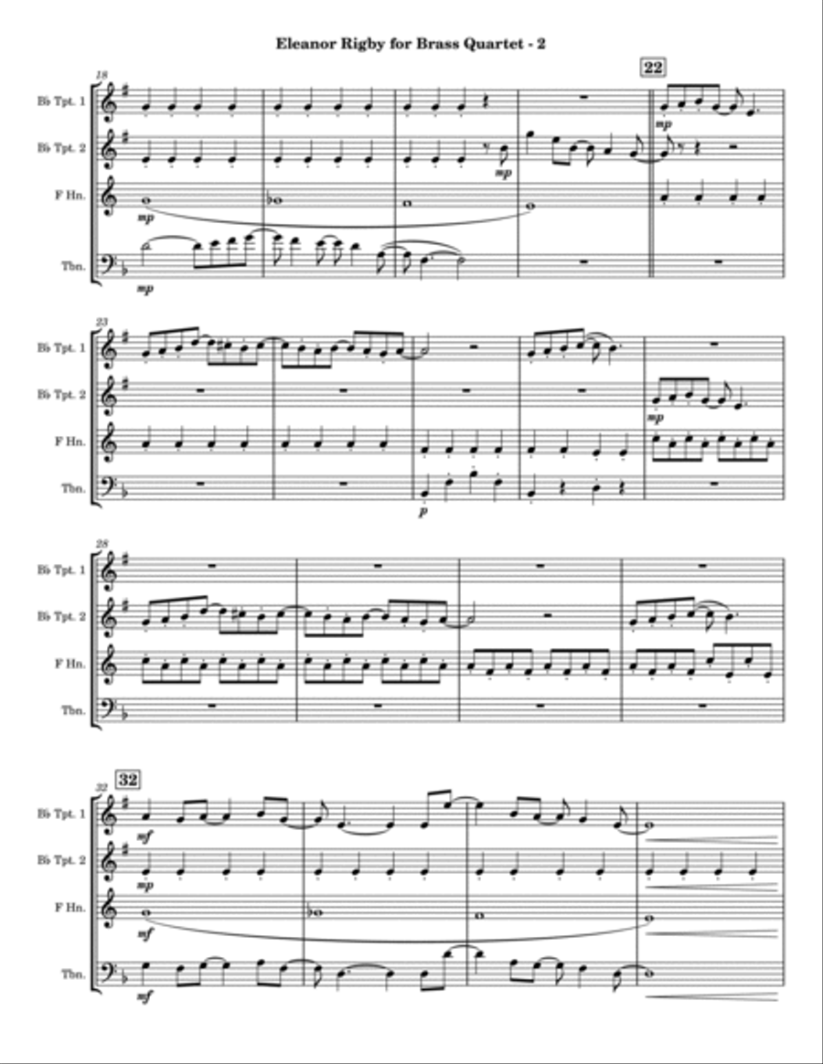 Eleanor Rigby Brass Quartet scores gallery preview page 2