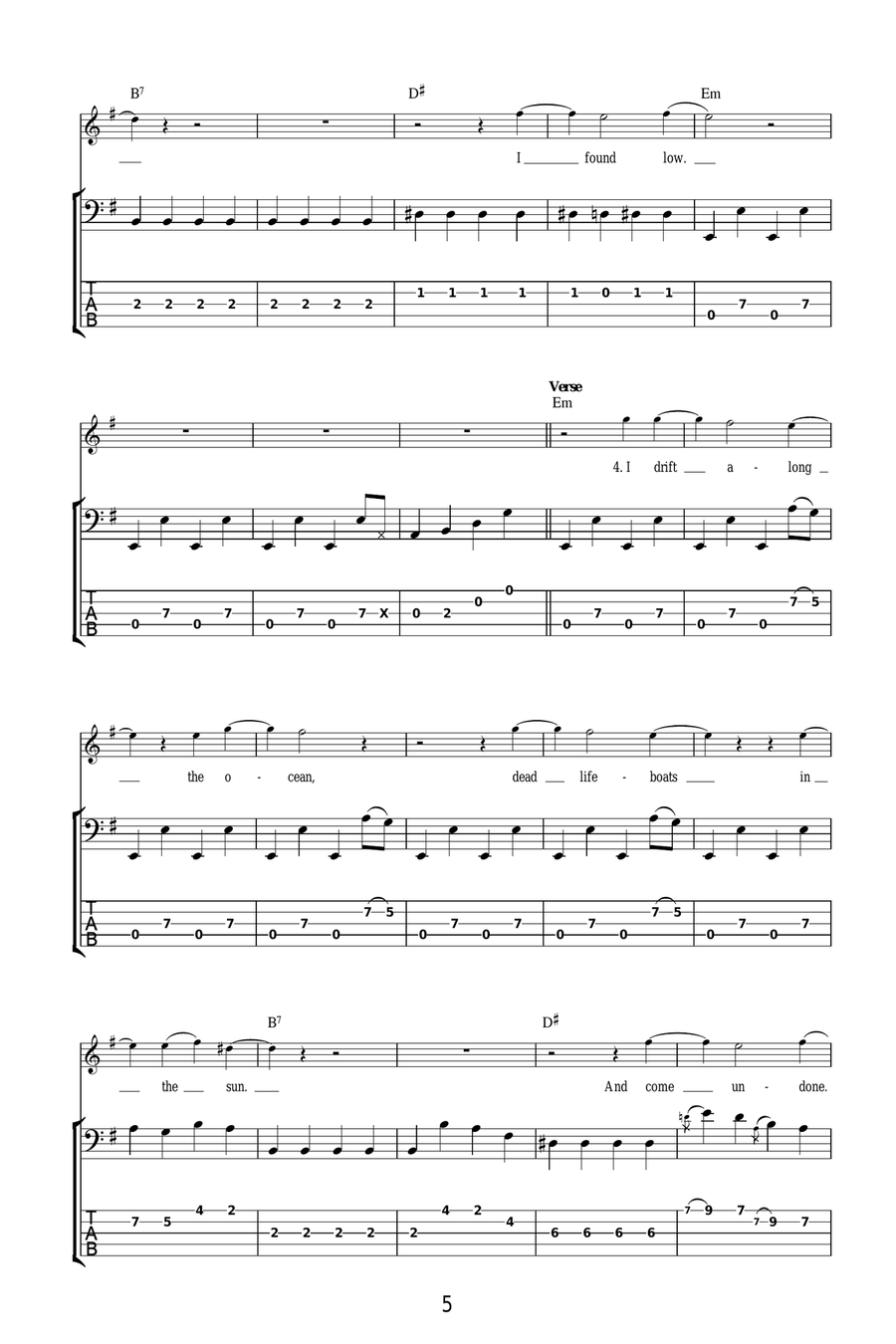 No One Knows No One Knows Bass Guitar Tablature scores gallery preview page 5