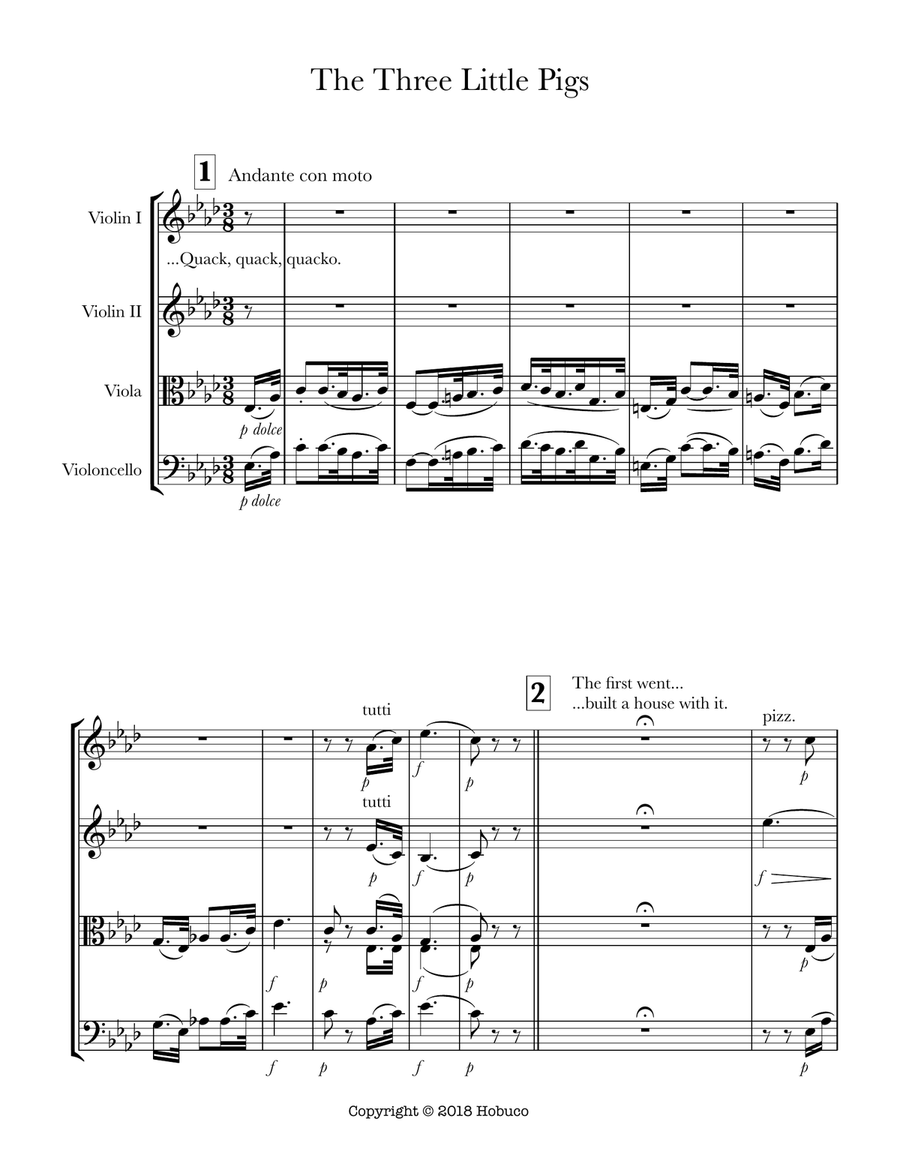 The Three Little Pigs Answer Beethoven Five for String Quartet String Quartet scores gallery preview page 2