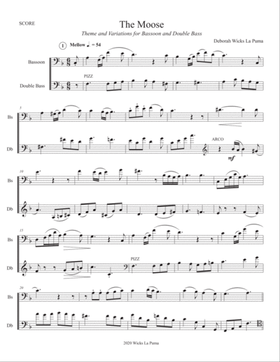 The Moose: Theme and Variations for Bassoon and Double Bass Woodwind Ensemble scores gallery preview page 2