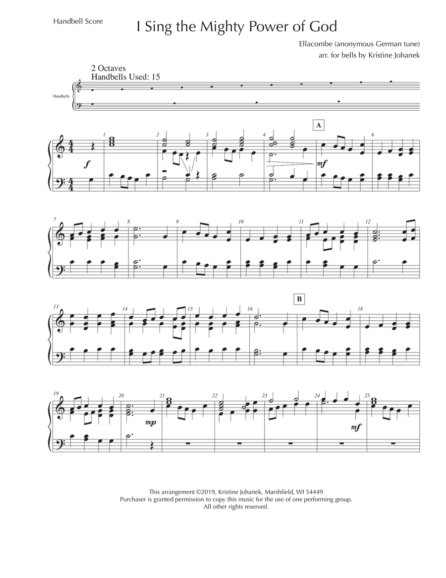 I Sing the Mighty Power of God (2 octave, reproducible) 2-Octaves scores gallery preview page 2