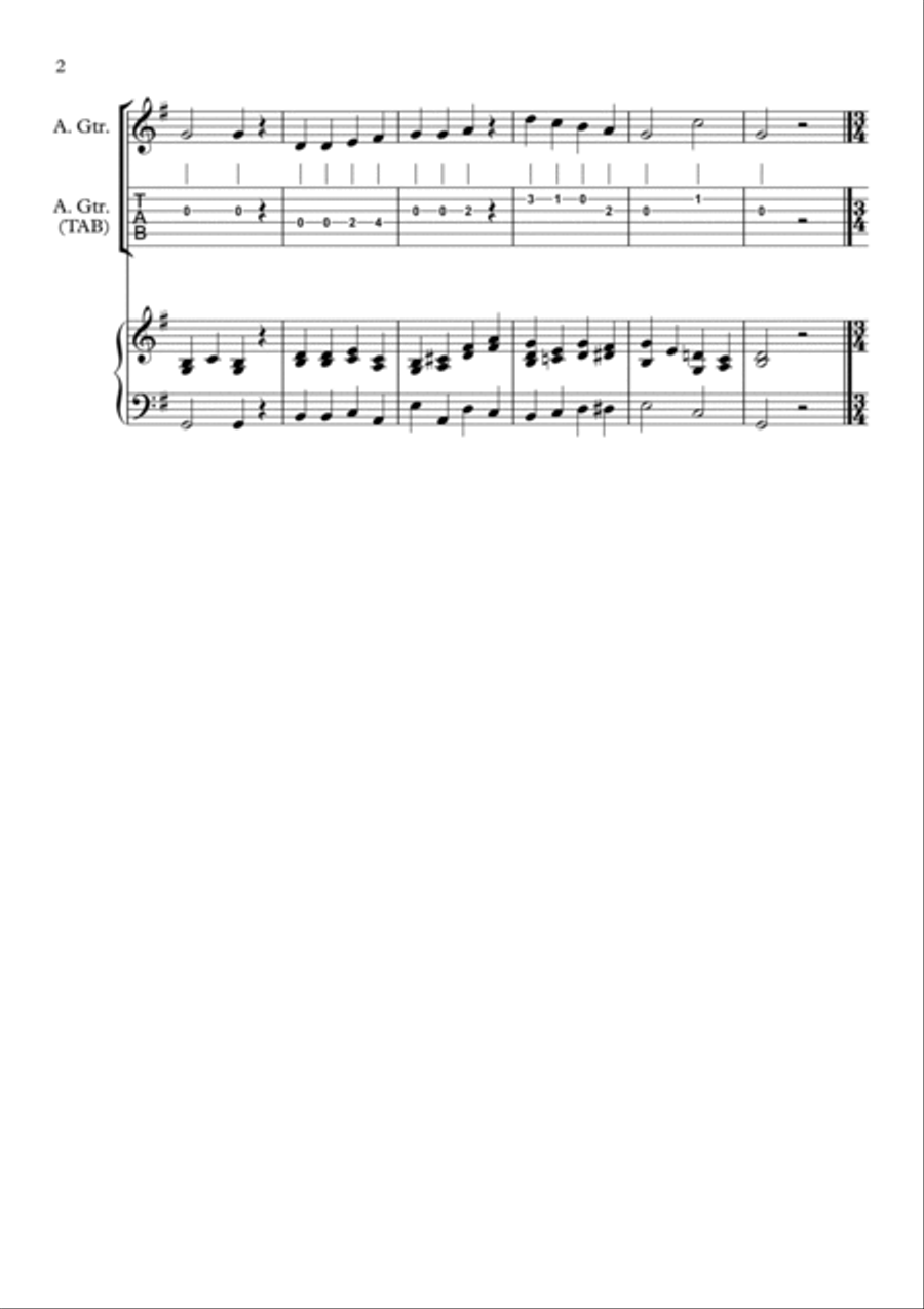 8 Easy Christmas Duets for Guitar (including TAB) and Piano Acoustic Guitar scores gallery preview page 2