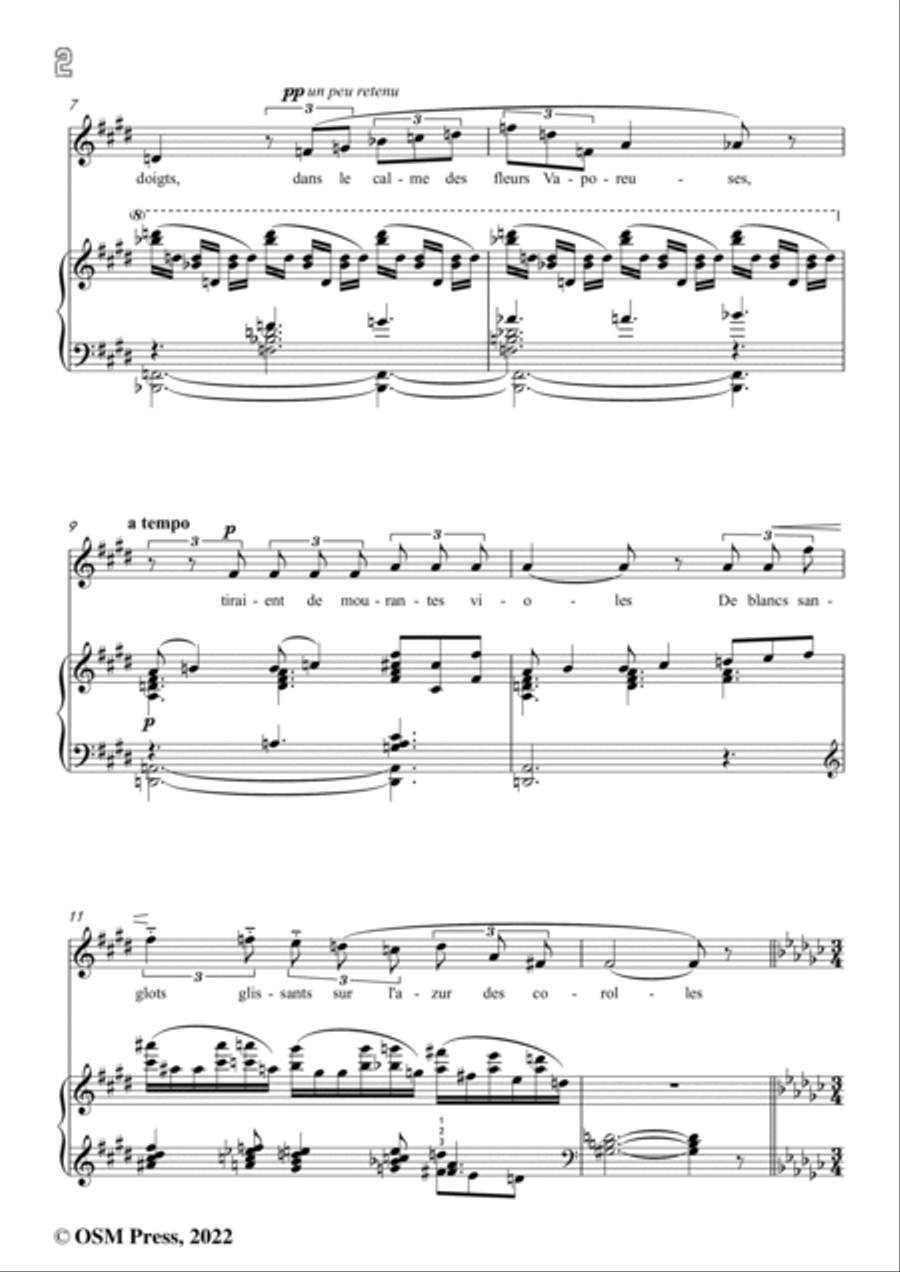 Debussy-Apparition,in E Major,CD 57;L.53,for Voice and Piano Voice Solo scores gallery preview page 4