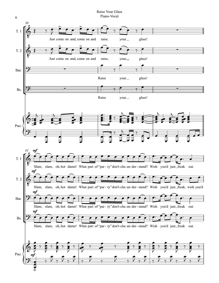 Raise Your Glass TTBB scores gallery preview page 6