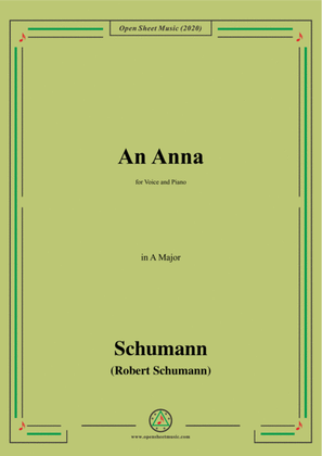 Book cover for Schumann-An Anna,in A Major,for Voice and Piano