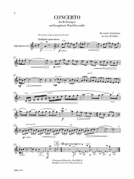 ARUTIUNIAN Concerto for Trumpet/Cornet & Concert Band / GOEDICKE Concert Etude image number null