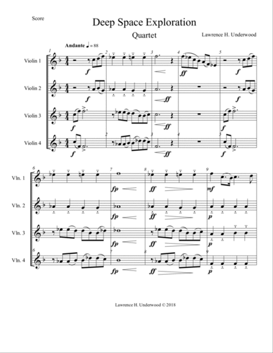Deep Space Exploration String Quartet scores gallery preview page 2