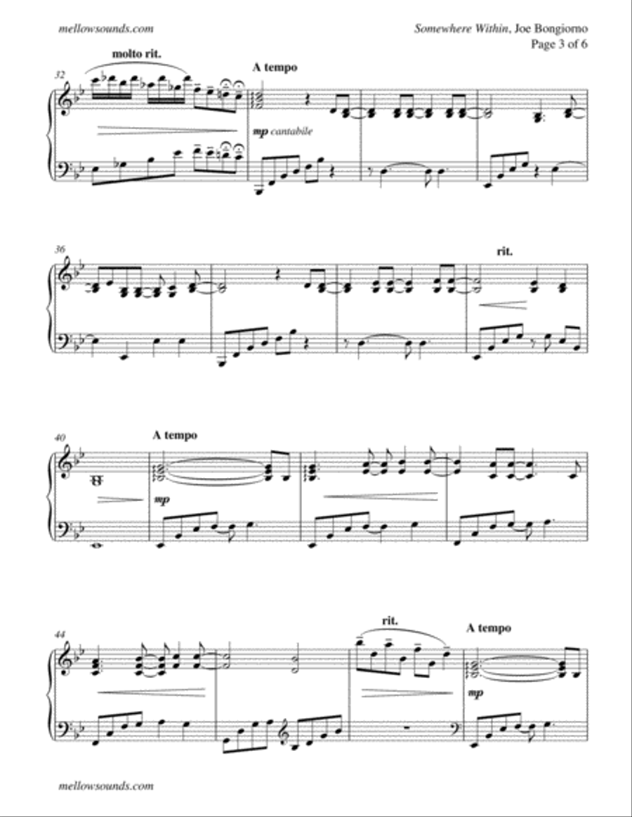 Somewhere Within - by Joe Bongiorno Piano Solo scores gallery preview page 3