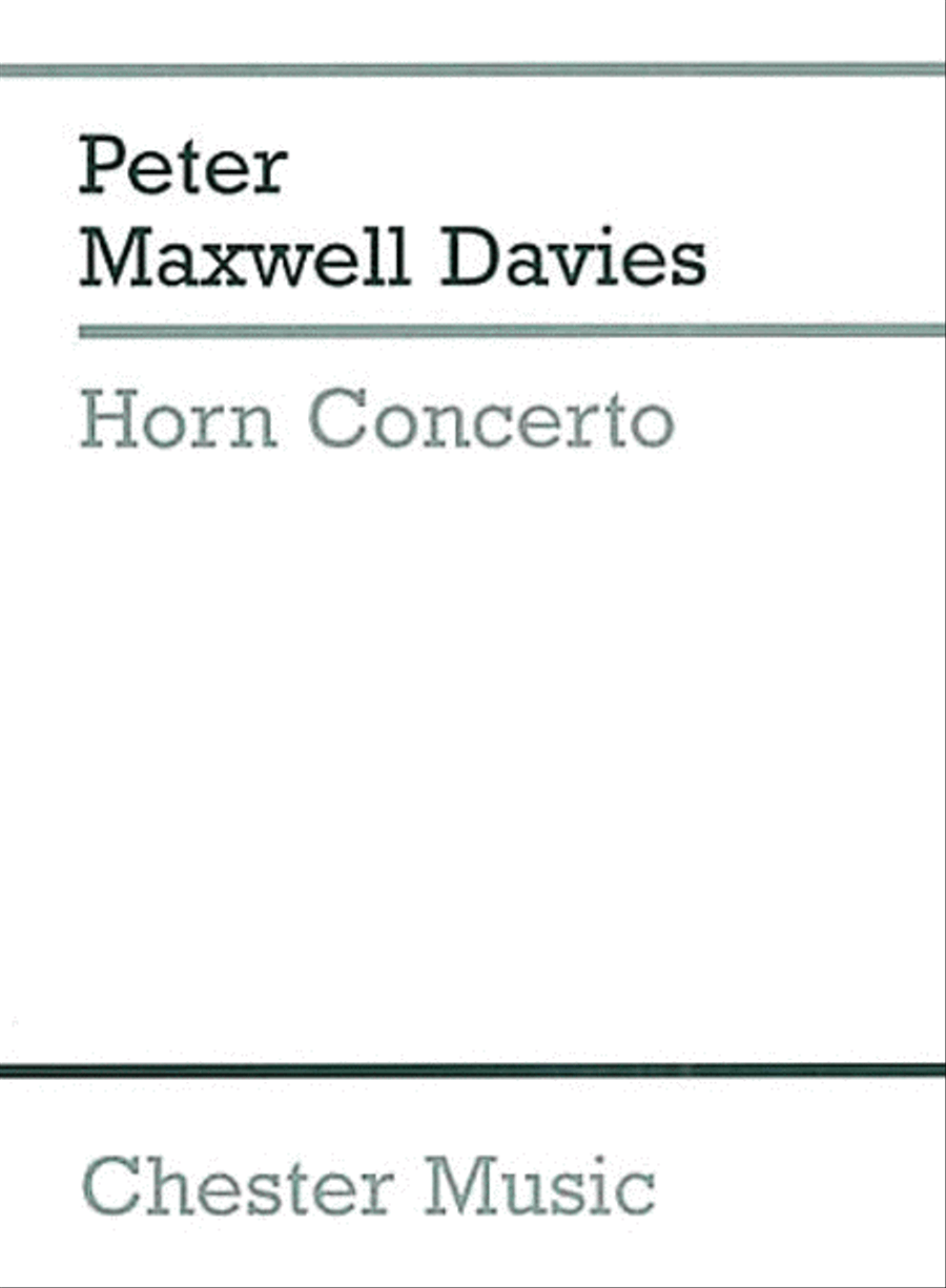 Peter Maxwell Davies: Horn Concerto (Study Score)