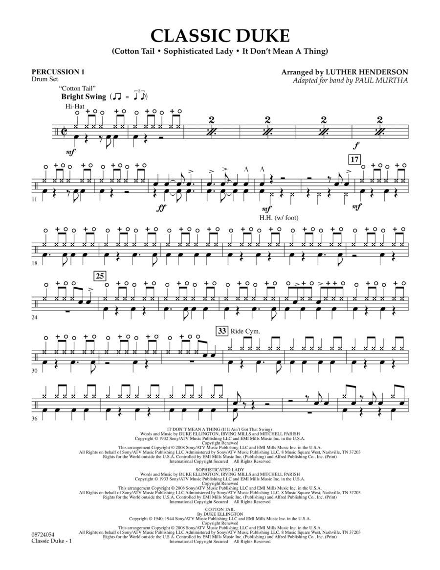 Classic Duke - Percussion 1 Concert Band scores gallery preview page 1