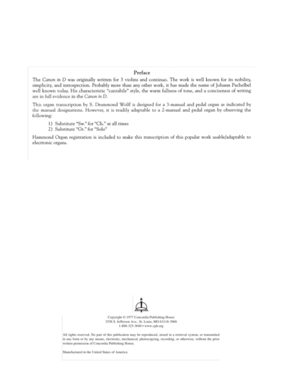 Canon in D / The Celebrated Canon (Organ) Organ scores gallery preview page 2