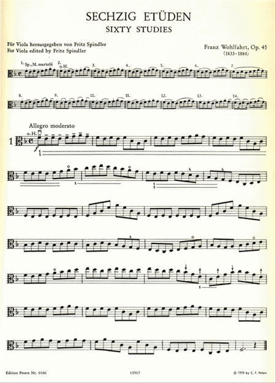 60 Studies Op. 45 for Violin (Transcribed for Viola)