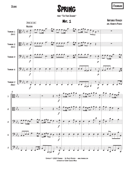 Spring from "The Four Seasons" for Trombone Quintet from iTromboni image number null