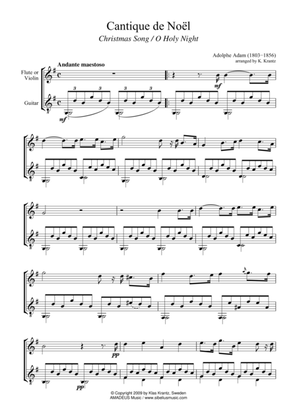 O Holy Night / Cantique de Noel (G major) for violin and guitar