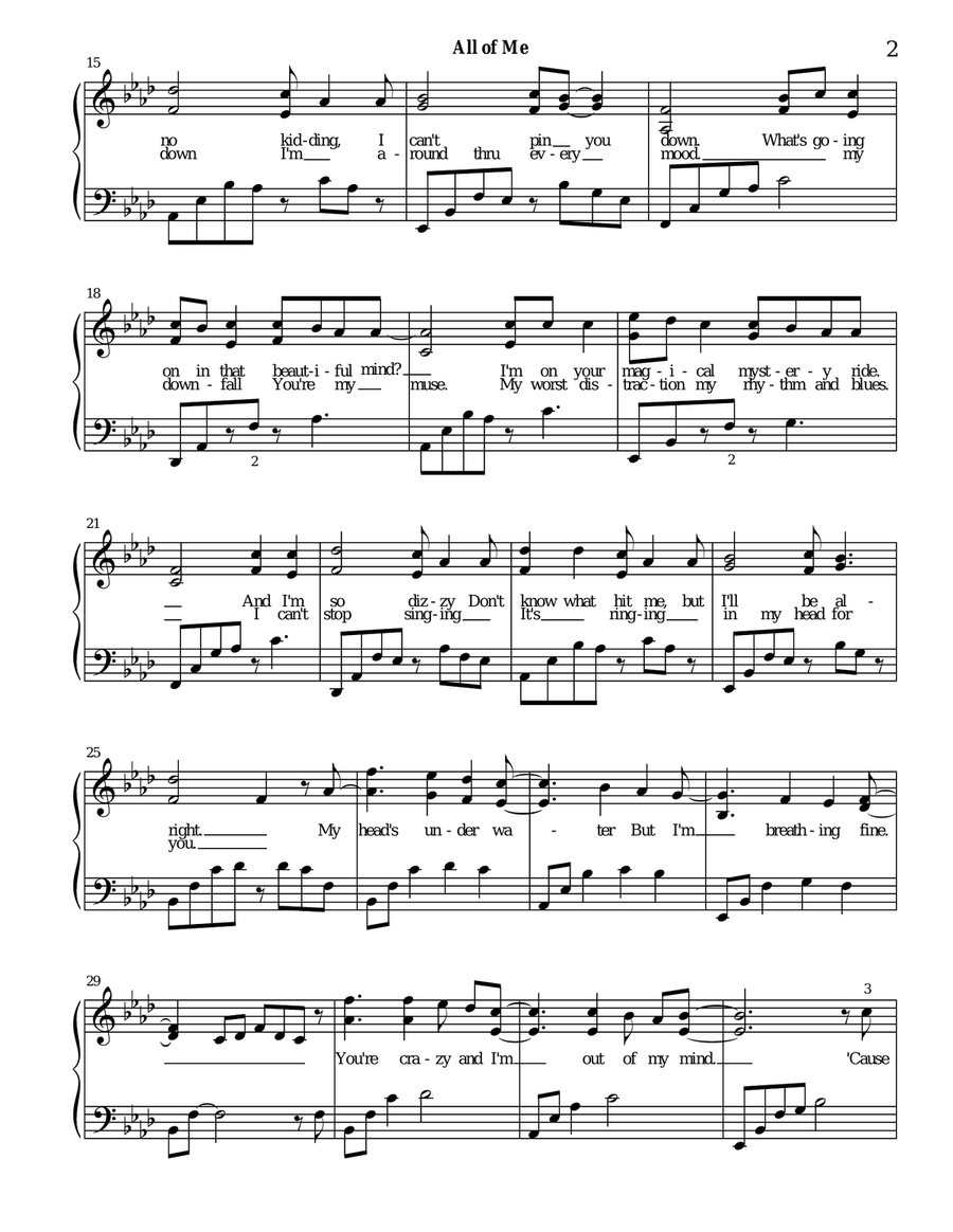 All Of Me Piano Solo scores gallery preview page 2