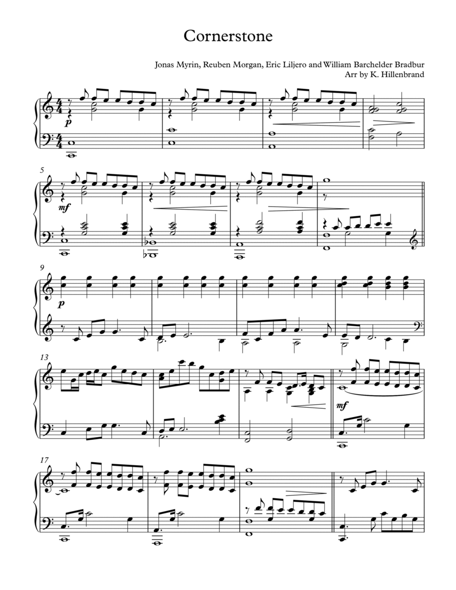 Cornerstone Piano Solo scores gallery preview page 1