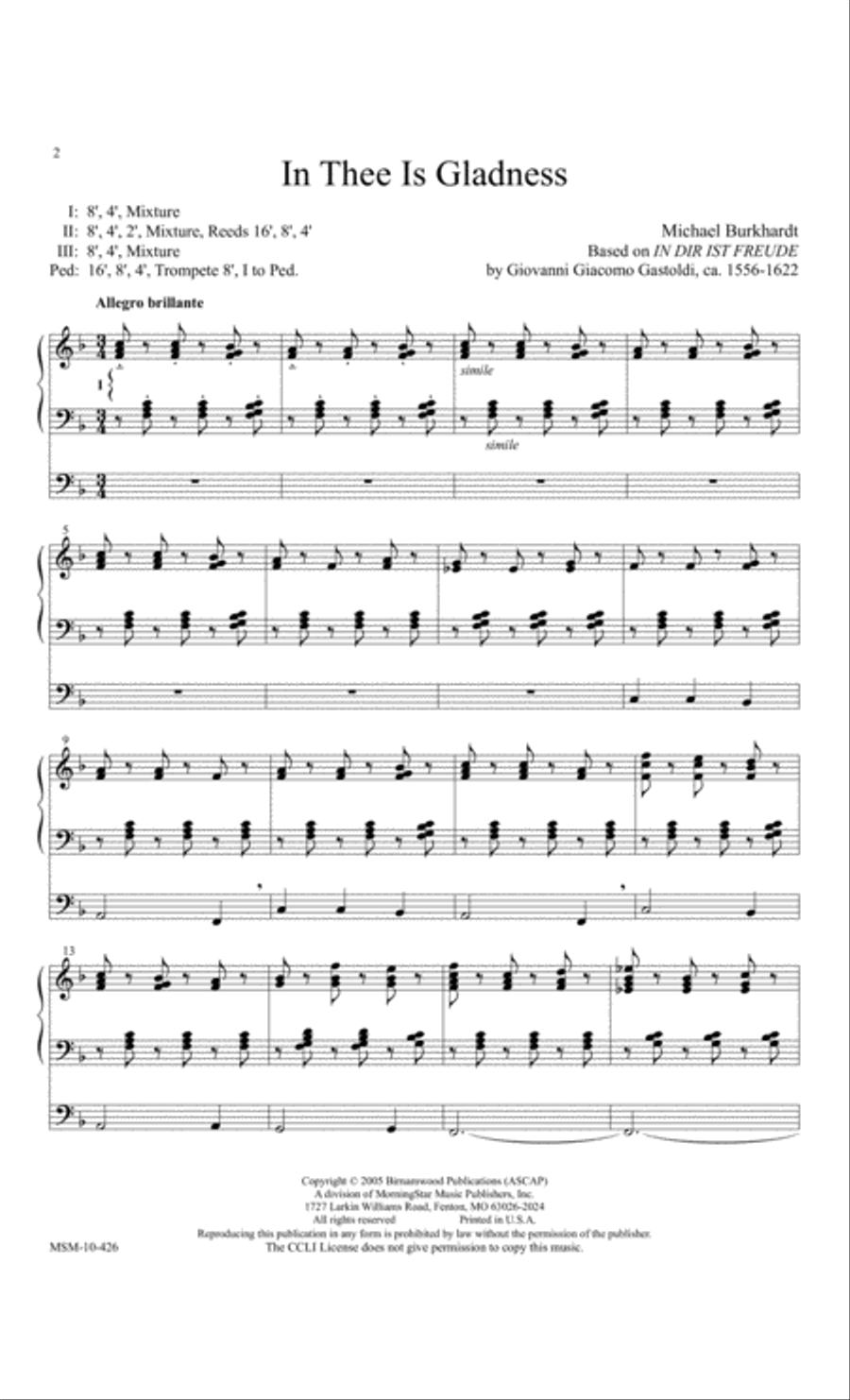 In Thee Is Gladness Organ scores gallery preview page 2