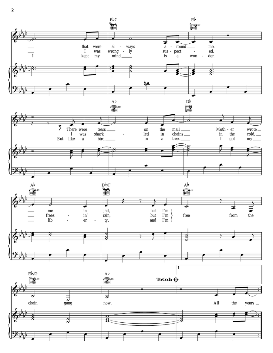 I'm Free From The Chain Gang Now Piano, Vocal, Guitar scores gallery preview page 2