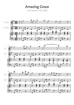 Amazing Grace - Trumpet Duet w/ Piano accompaniment