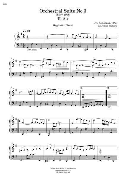 Air on G String - Easy Piano (Full Score) image number null