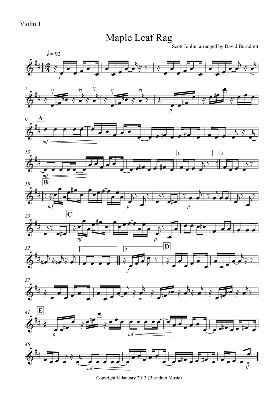 Maple Leaf Rag for String Orchestra String Quartet scores gallery preview page 4