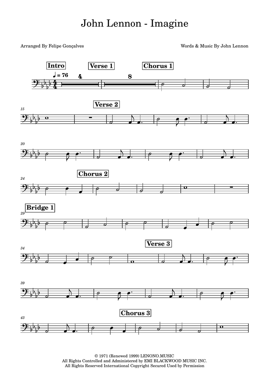Imagine Imagine Bass Guitar scores gallery preview page 1