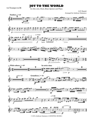 Joy to the World (alto solo, choir, piano, brass quintet) - 1st Bb TRUMPET PART