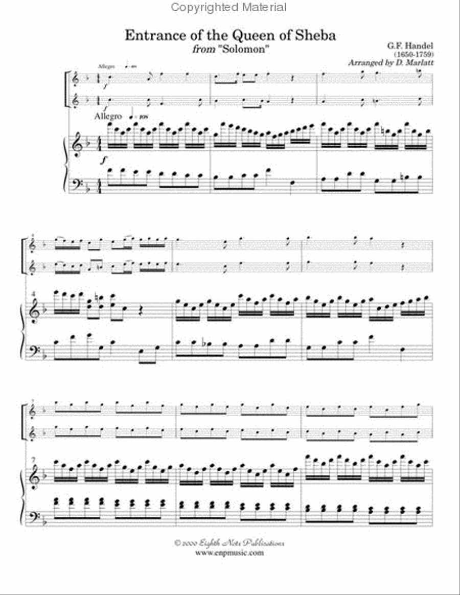 Entrance of the Queen of Sheba Flute Duet scores gallery preview page 2