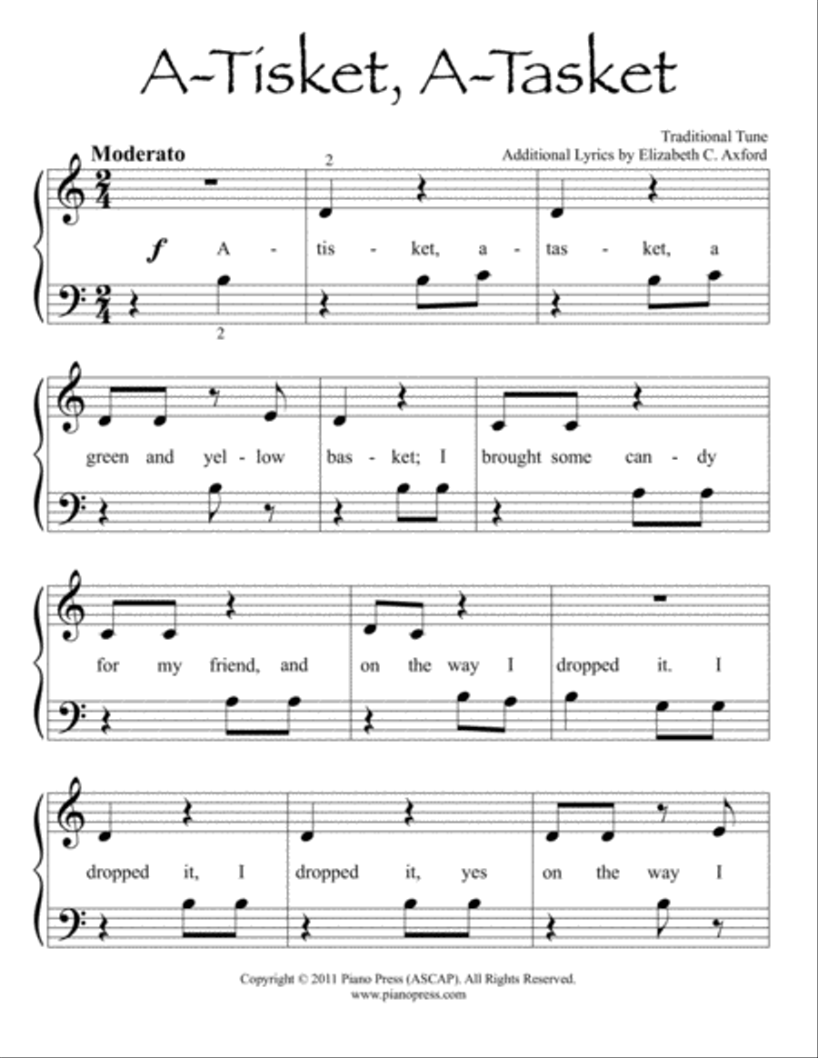 A-Tisket, A-Tasket Easy Piano scores gallery preview page 2