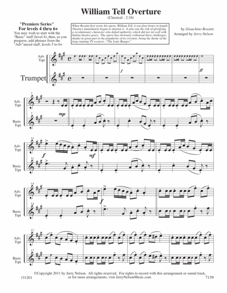 William Tell Overture (Arrangements Level 4 to 6+ for TRUMPET+ Written Acc) image number null