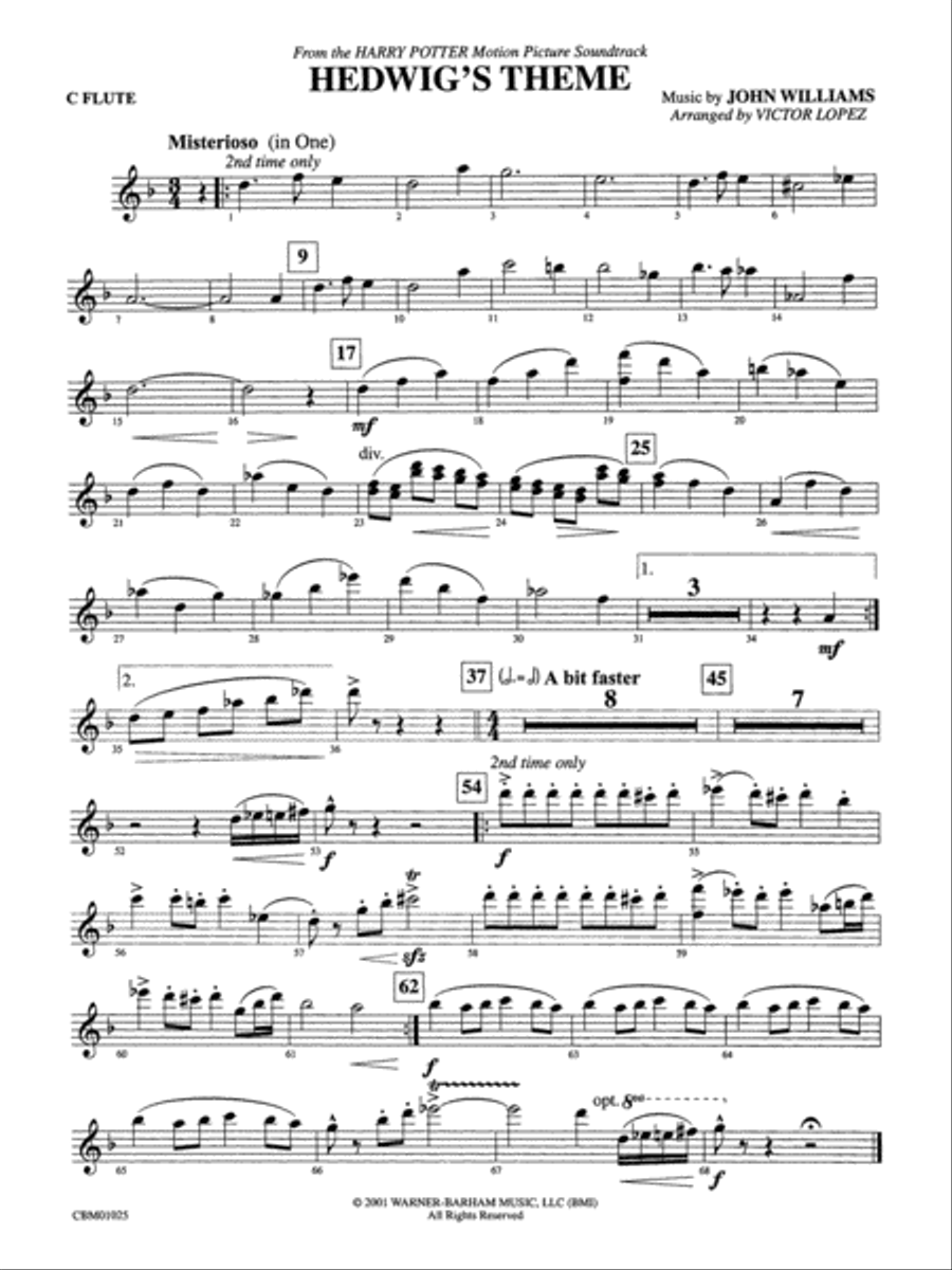 Hedwig's Theme (from Harry Potter): Flute Concert Band scores gallery preview page 1