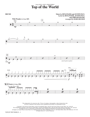 Top Of The World (from Lyle, Lyle, Crocodile) (arr. Mark Brymer) - Drums