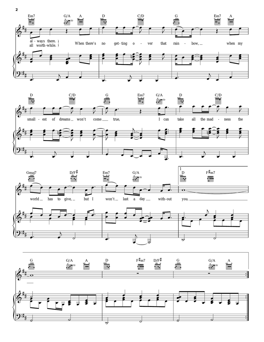 I Won't Last A Day Without You Acoustic Guitar scores gallery preview page 2