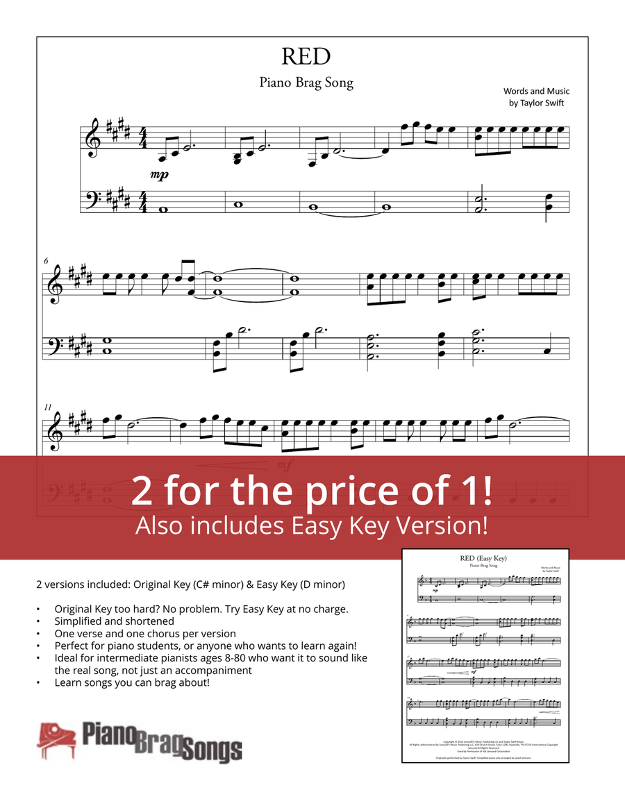 Red Easy Piano scores gallery preview page 1