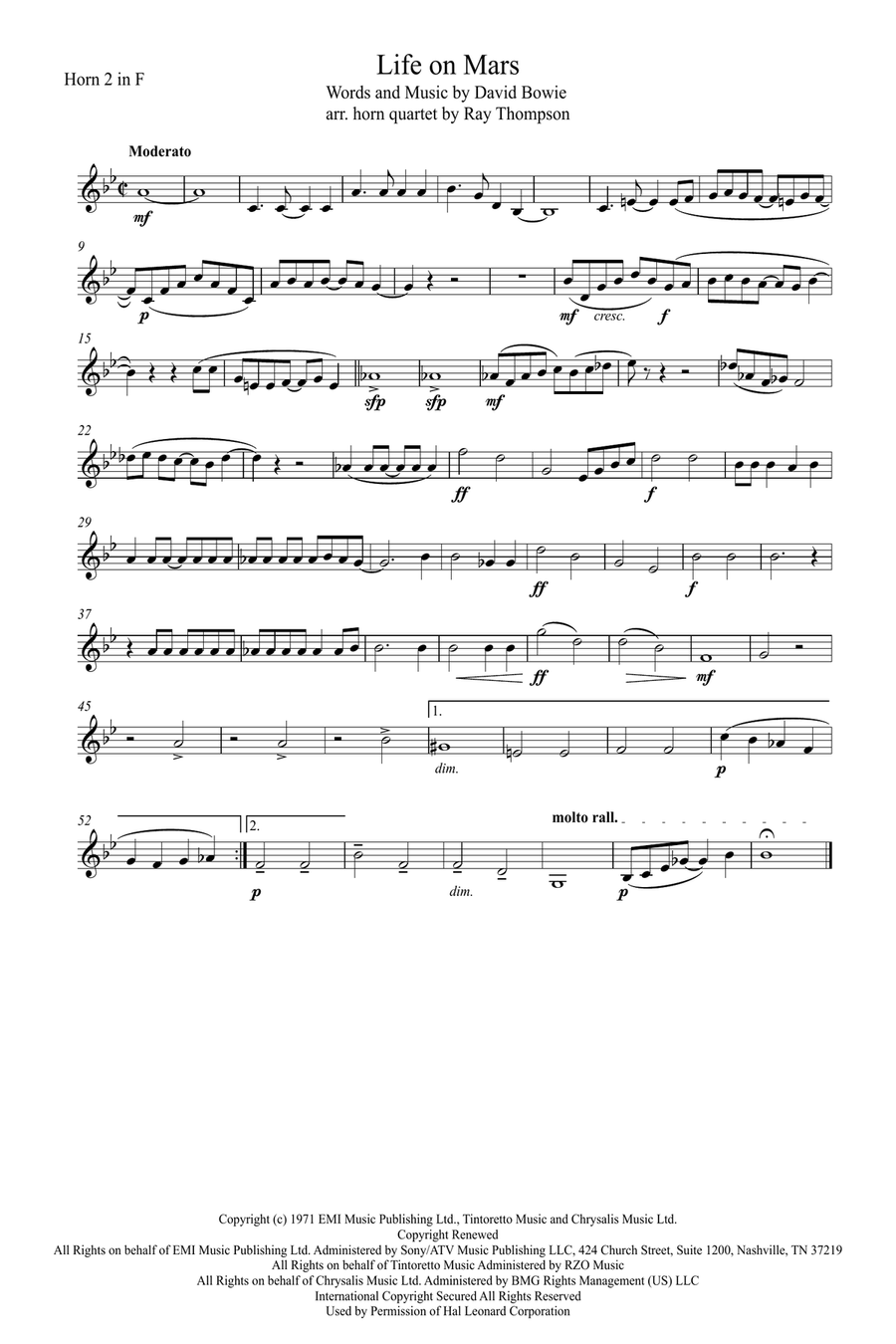 Life On Mars Brass Quartet scores gallery preview page 4