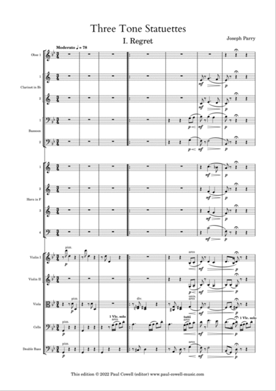 Three Tone Statuettes for Orchestra by Joseph Parry Full Orchestra scores gallery preview page 5