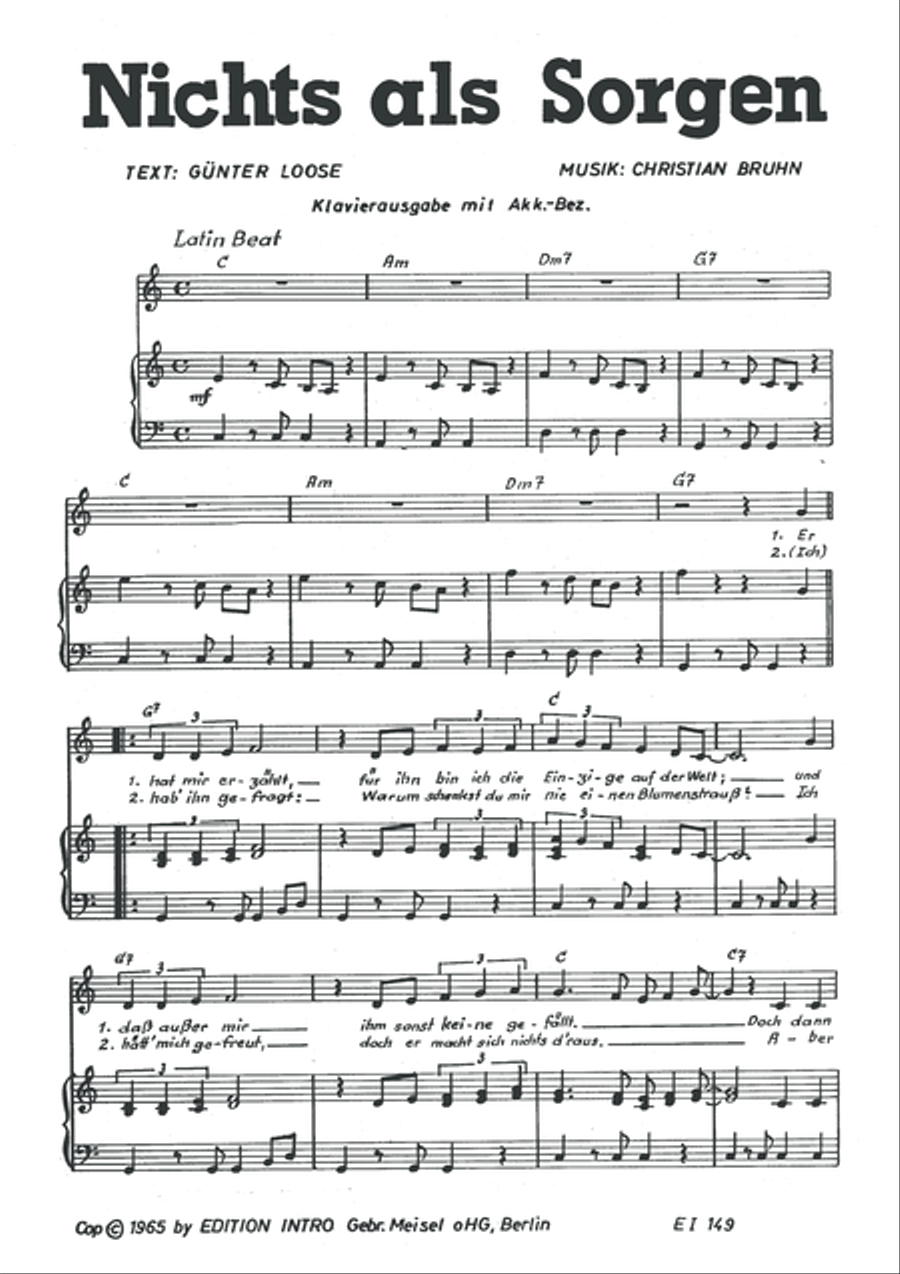 Nichts als Sorgen Piano, Vocal scores gallery preview page 3