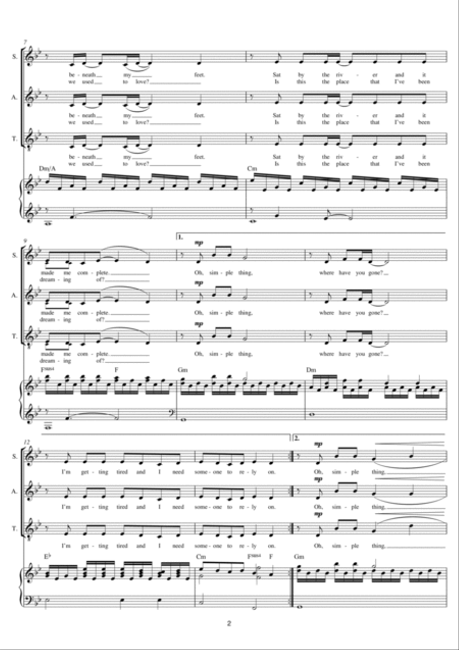 Somewhere Only We Know (arr. Mark De-Lisser) SAT scores gallery preview page 2